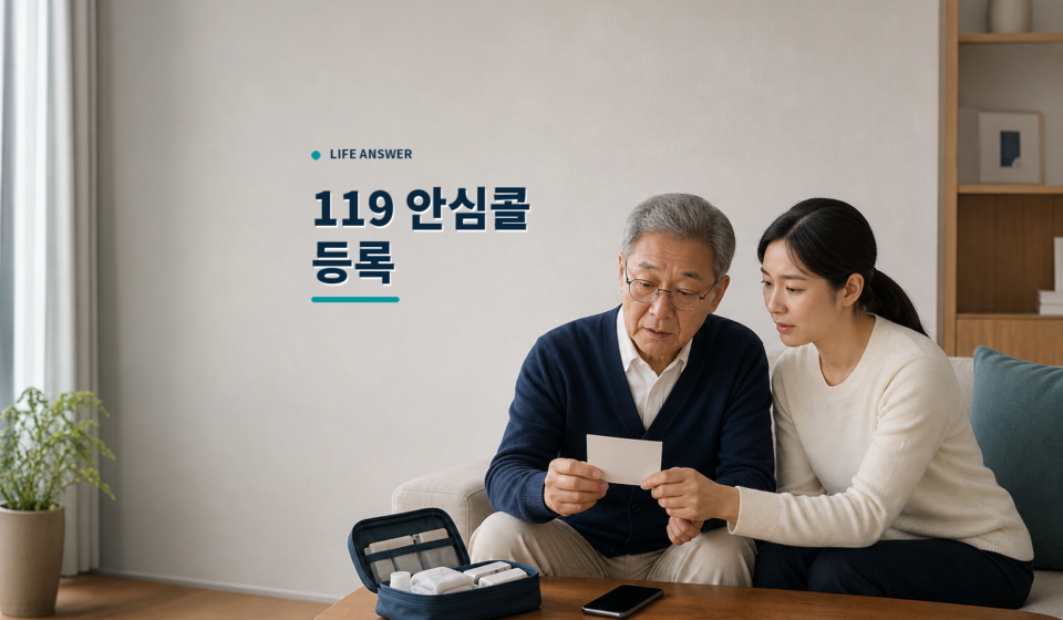 부모님과 자녀가 응급상황에 대비해 병력과 보호자 연락처를 정리하는 모습
