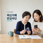 부모님과 자녀가 휴대전화와 카드를 보며 금융안전을 확인하는 모습