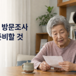 장기요양 방문조사를 앞두고 생활 메모를 확인하는 어머니와 자녀