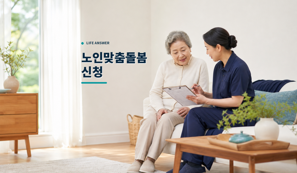 어르신과 생활지원사가 노인맞춤돌봄 계획을 함께 확인하는 모습