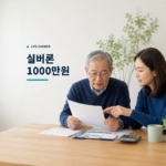 국민연금 수급자와 자녀가 의료비 영수증과 긴급자금 계획을 확인하는 모습