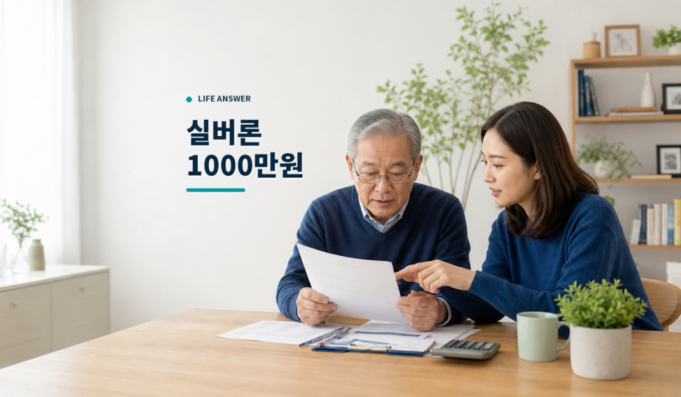 국민연금 수급자와 자녀가 의료비 영수증과 긴급자금 계획을 확인하는 모습