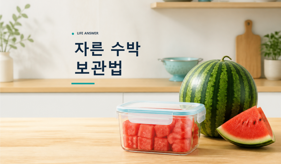 밀폐용기에 한입 크기로 담아 냉장 보관할 자른 수박